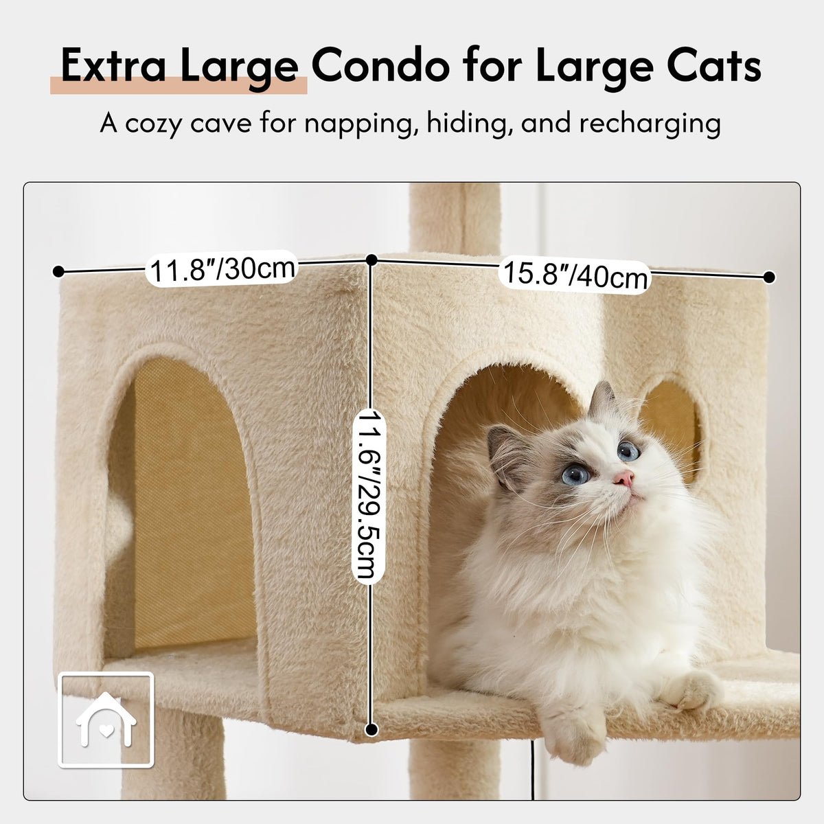 Beige Cat Tree with Hammock and Bed F45506