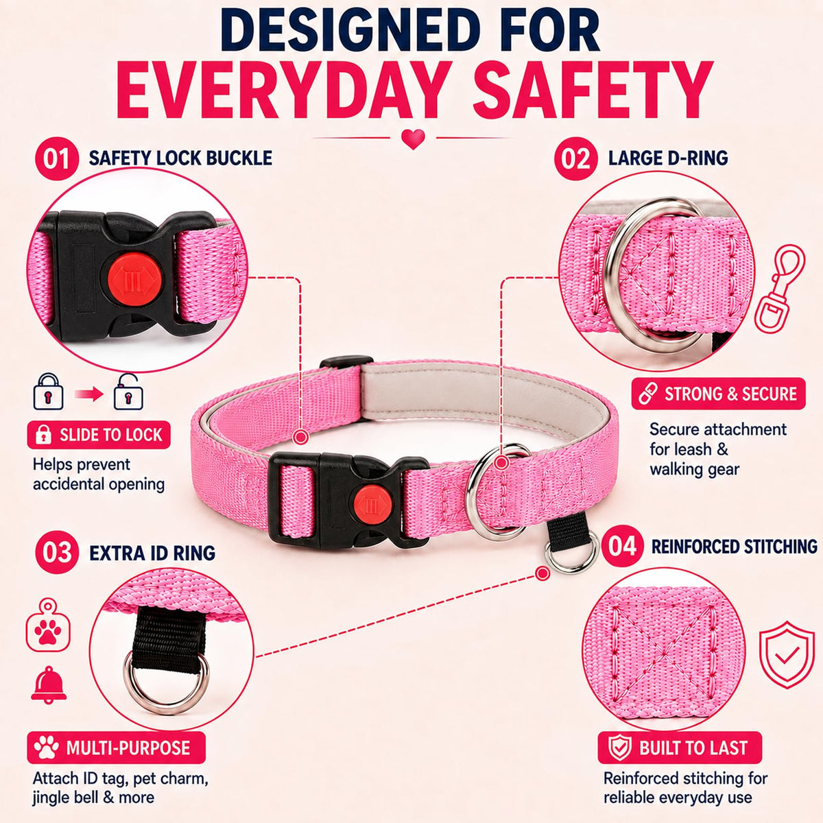 Custom Embroidered Dog Collar with Name and Number Q55372