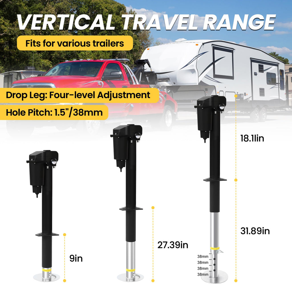 12V 3500lb Electric Tongue Jack with Drop Foot & LED Light K997