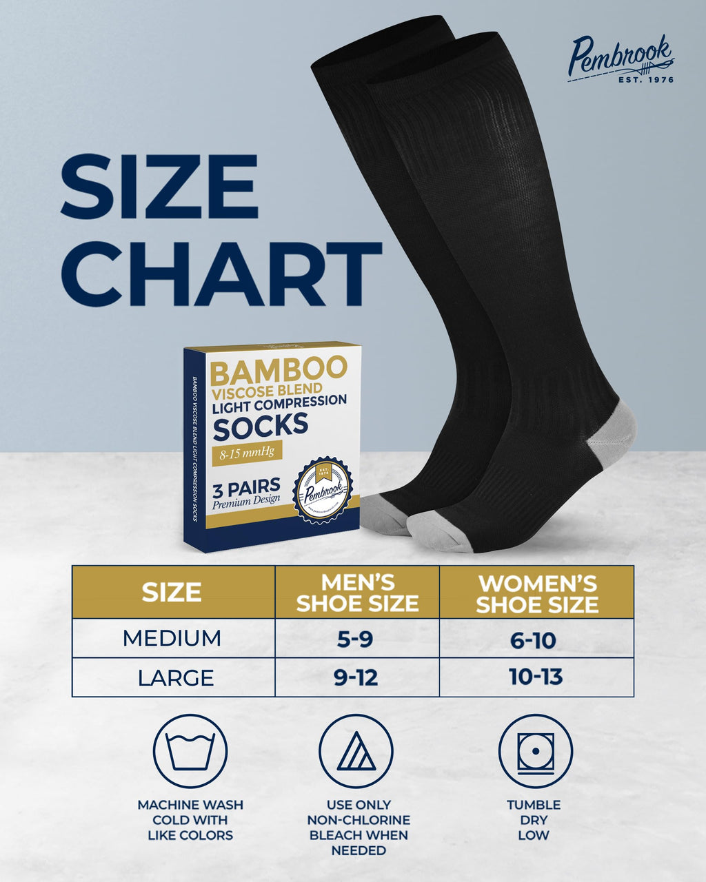 Bamboo Viscose 3 Pairs 8-15 mmhg Knee High Compression Socks F10161