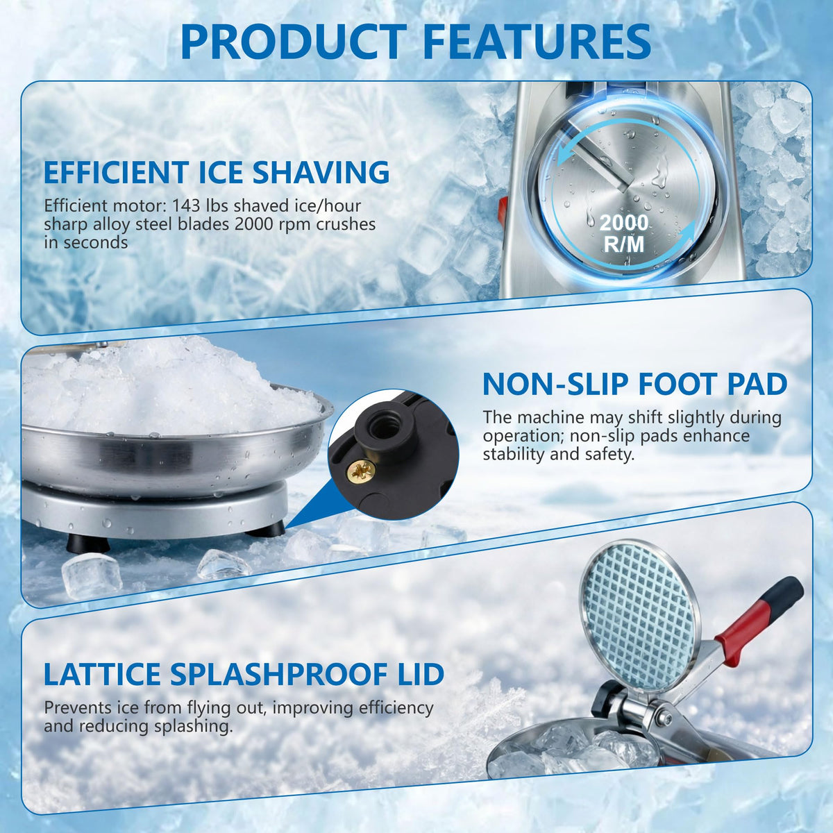 Electric Ice Crusher Shaved Ice Machine U9738