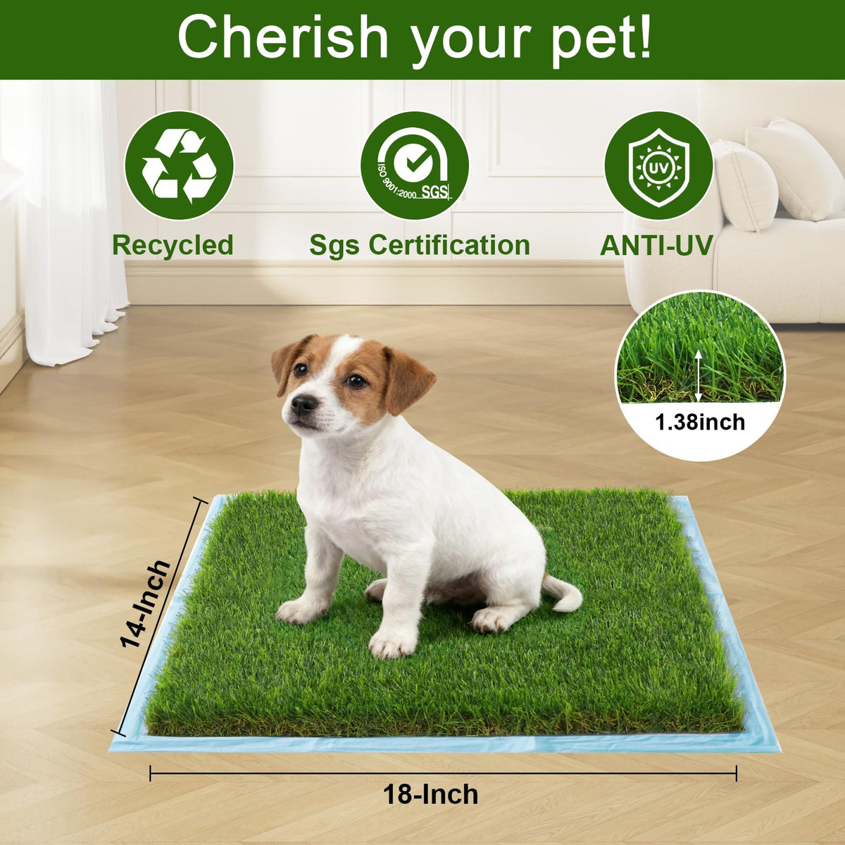 2 Pack 14 x 18 Inch Artificial Grass Dog Pee Pads B3431