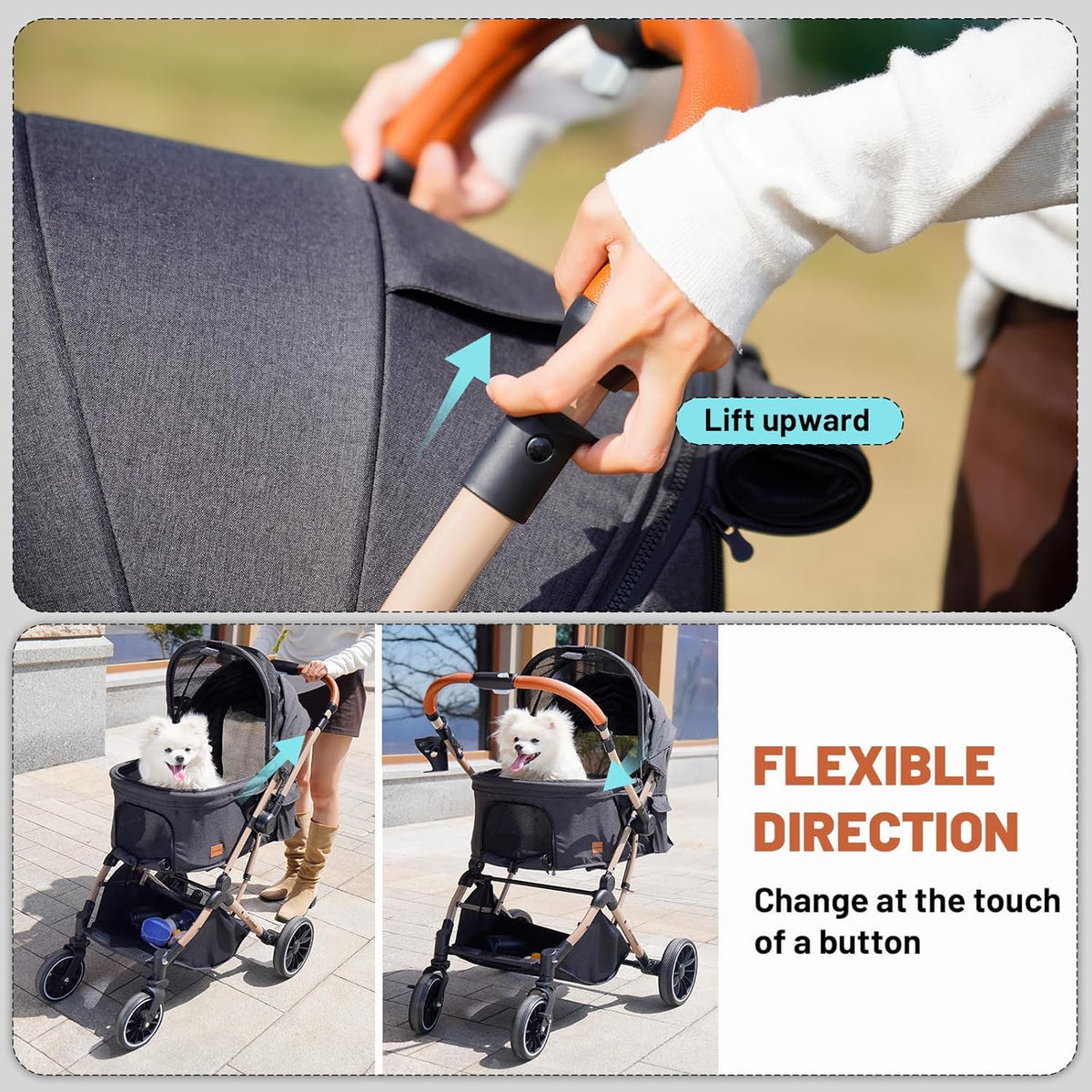 4-Wheel Pet Stroller with Reversible Handle M532