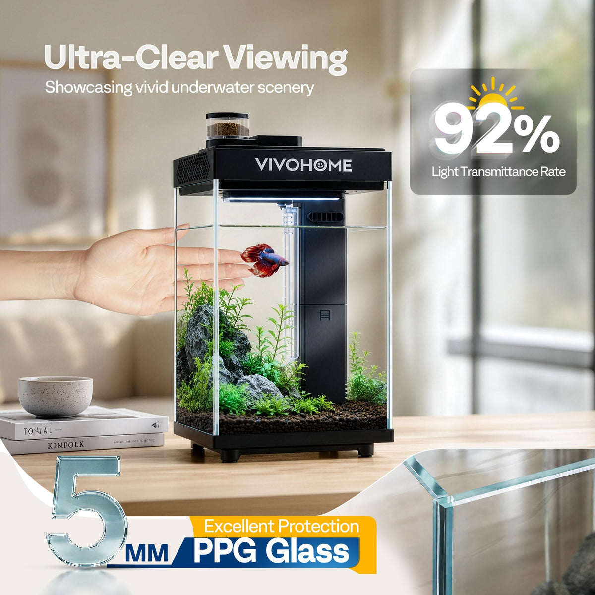 2 Gallon Smart Fish Tank with Auto Feeder X134