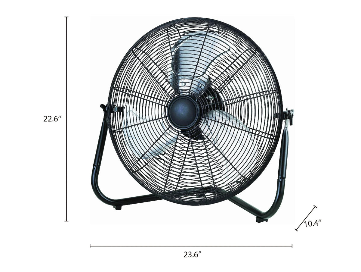 20" 3-Speed Tiltable Black Steel Floor Fan D329
