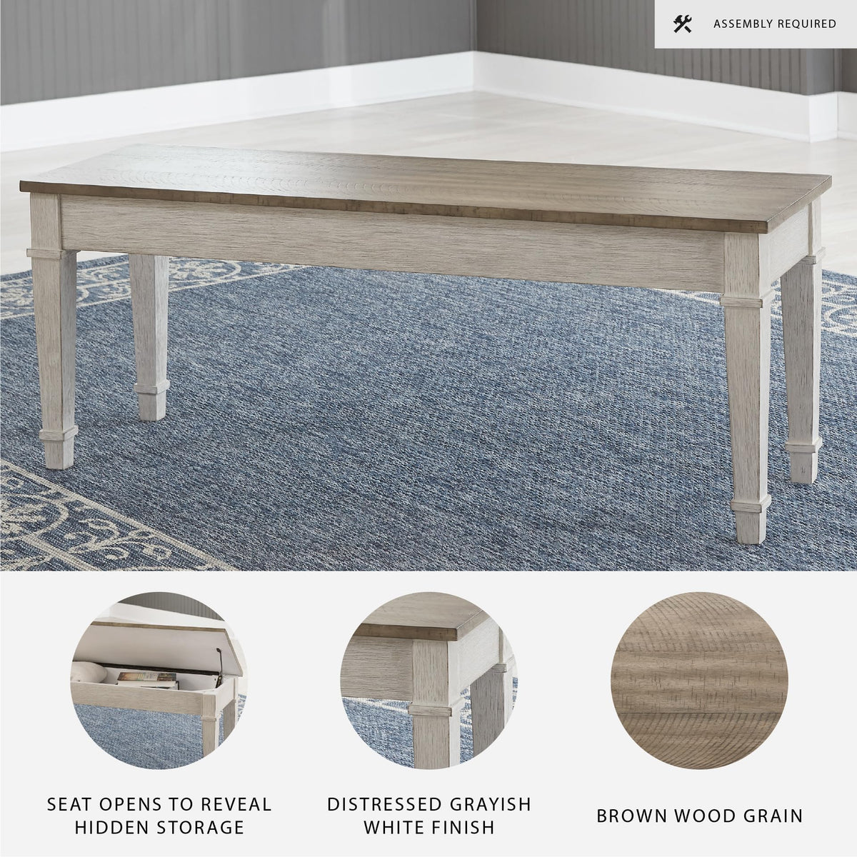 White Light Brown Wood Storage Bench X907602