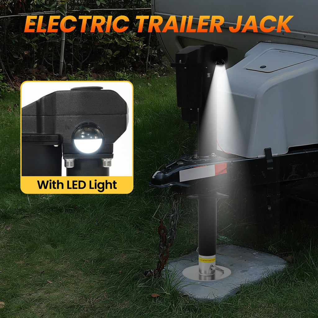 12V 3500lb Electric Tongue Jack with Drop Foot & LED Light K997