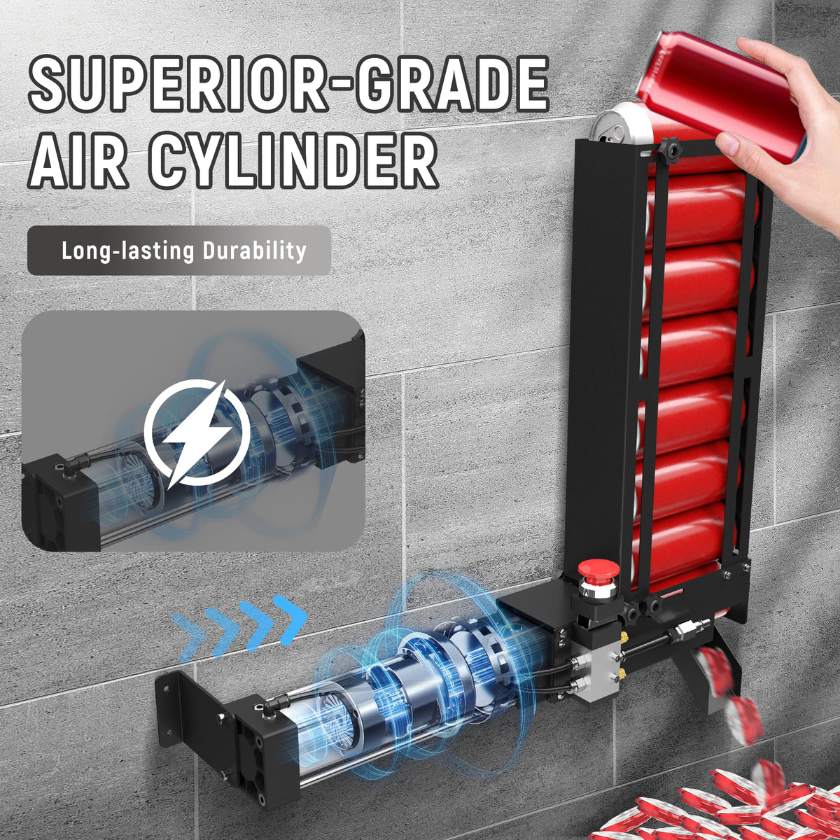 Pneumatic Can Crusher with Hopper, Wall Mounted 12oz-16oz A475543