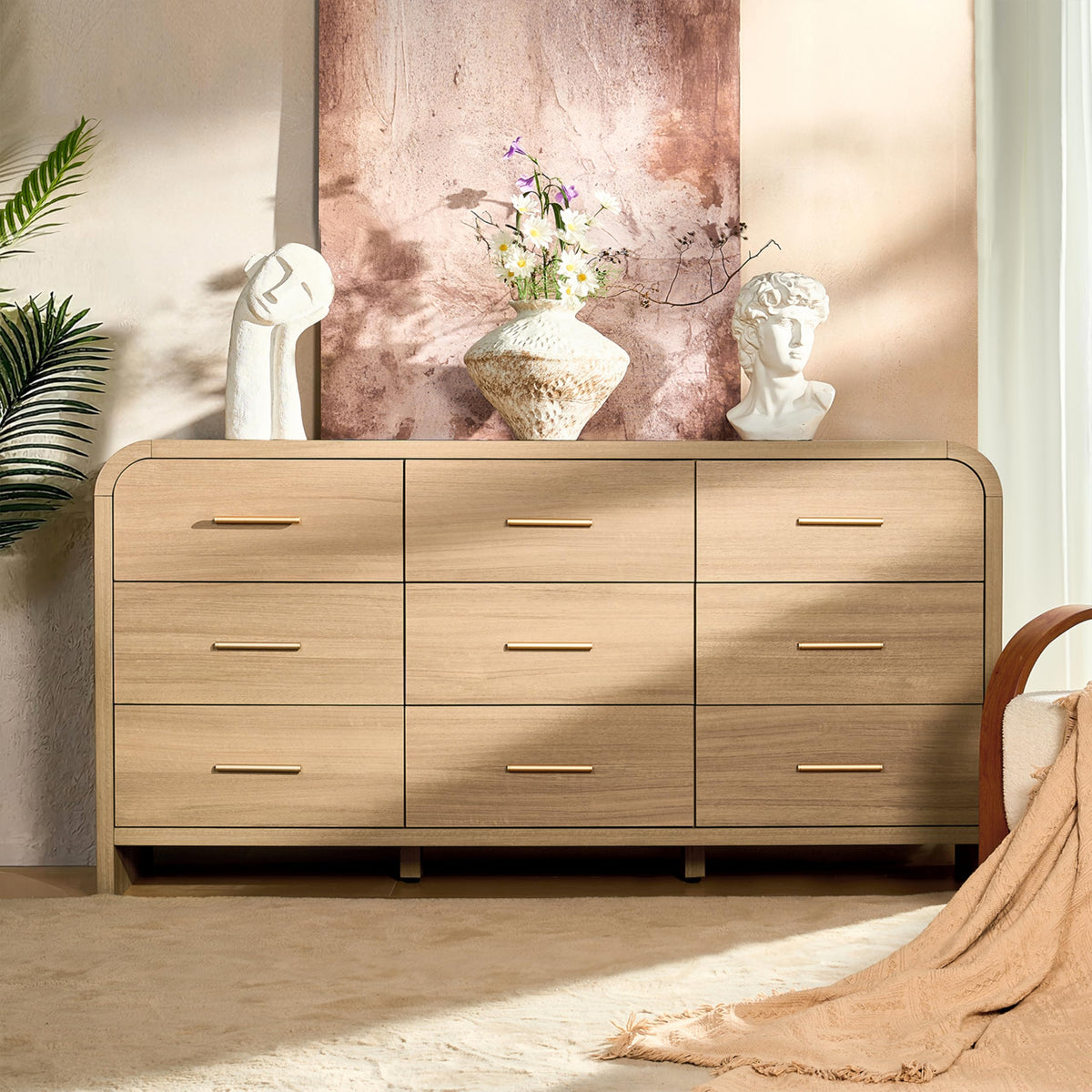 Gray Oak 9 Drawer Dresser I4285
