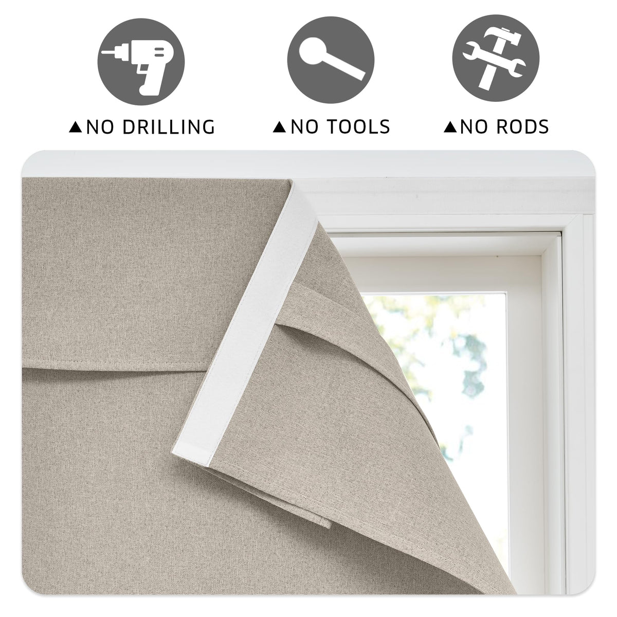 100% Blackout Linen French Door Curtain R865261