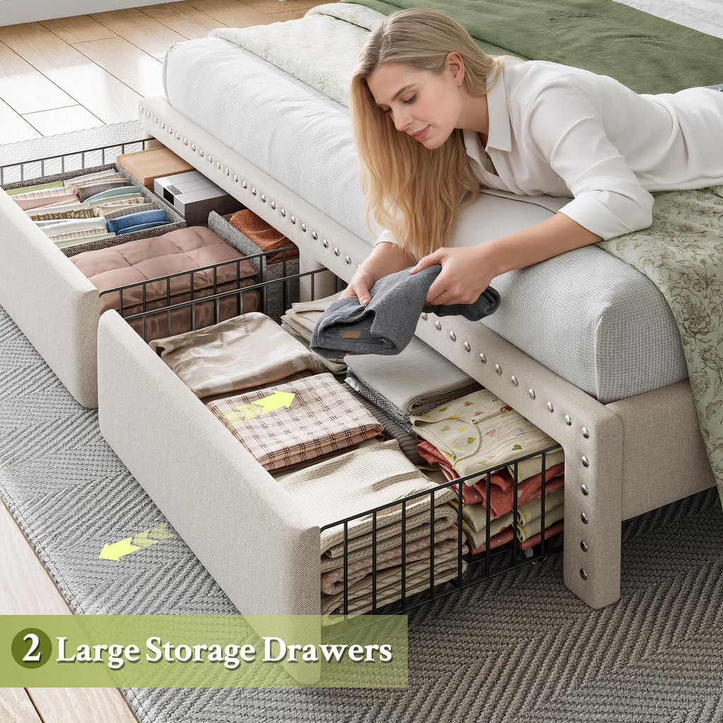 Queen Bed Frame with 2 Drawers V262949