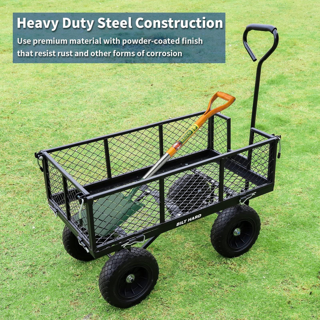 10" Steel Garden Cart with Rotating Handle and Removable Sides, 4 Cu.Ft, Black N92764