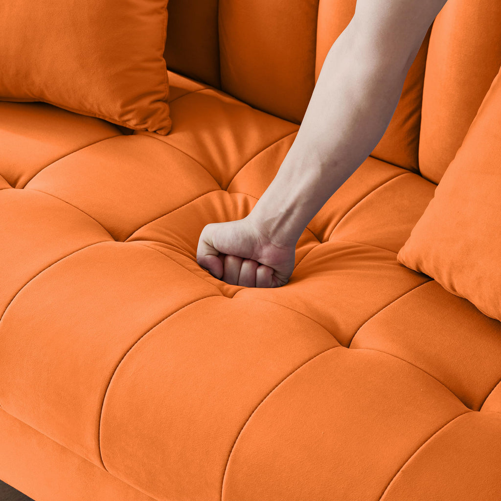 Orange Velvet Tufted Loveseat Sofa X27810