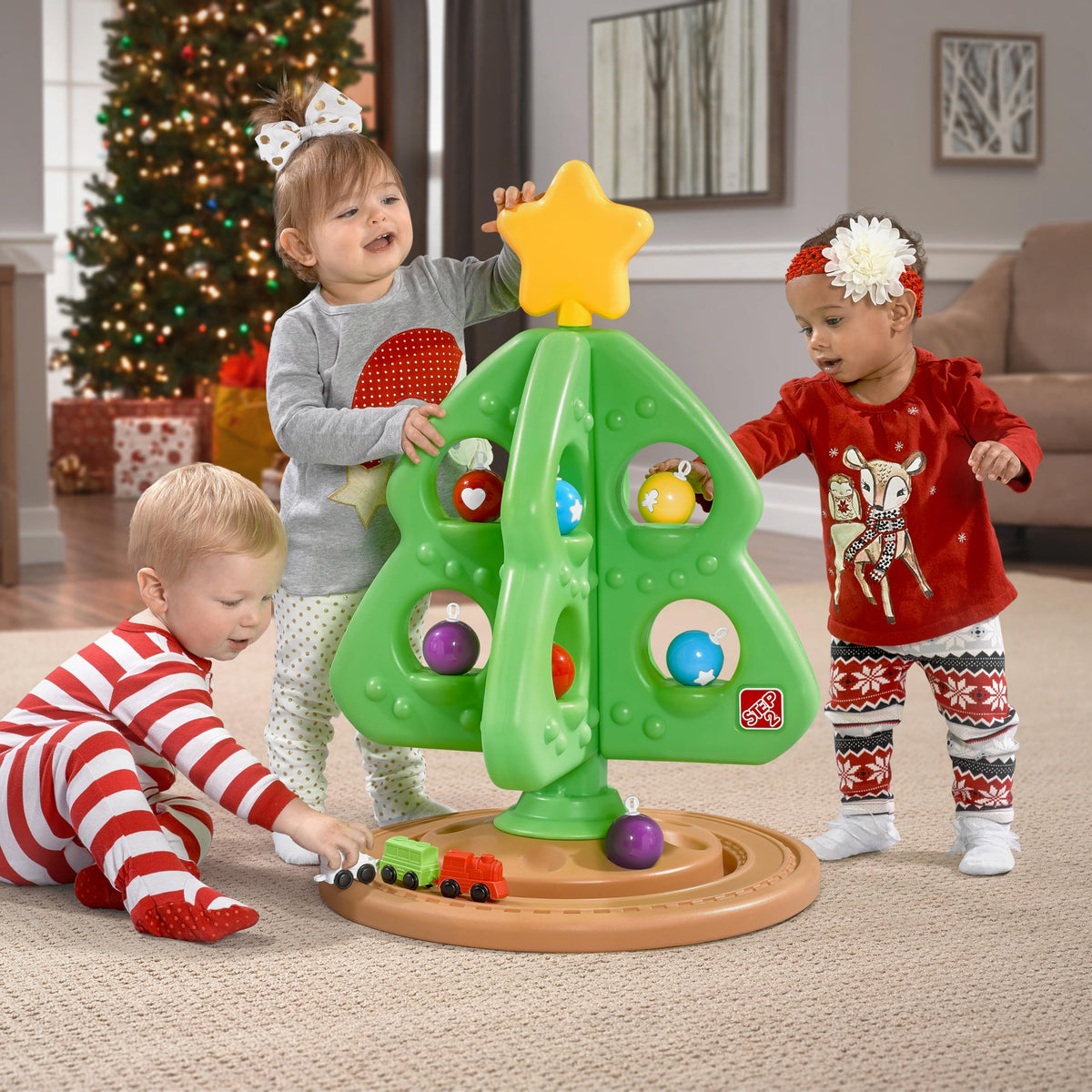 Kids Interactive Holiday Tree with 12 Colorful Plastic Ornaments S343333