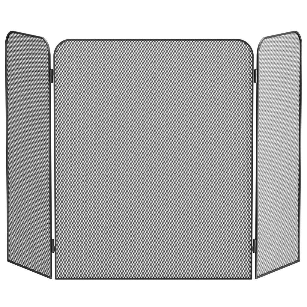 Iron 3-Panel Fireplace Screen Spark Guard D466884