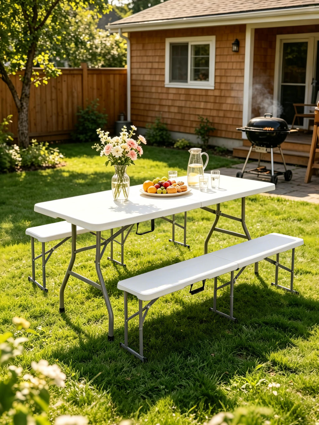6Ft Heavy Duty Portable Plastic Folding Table C90882