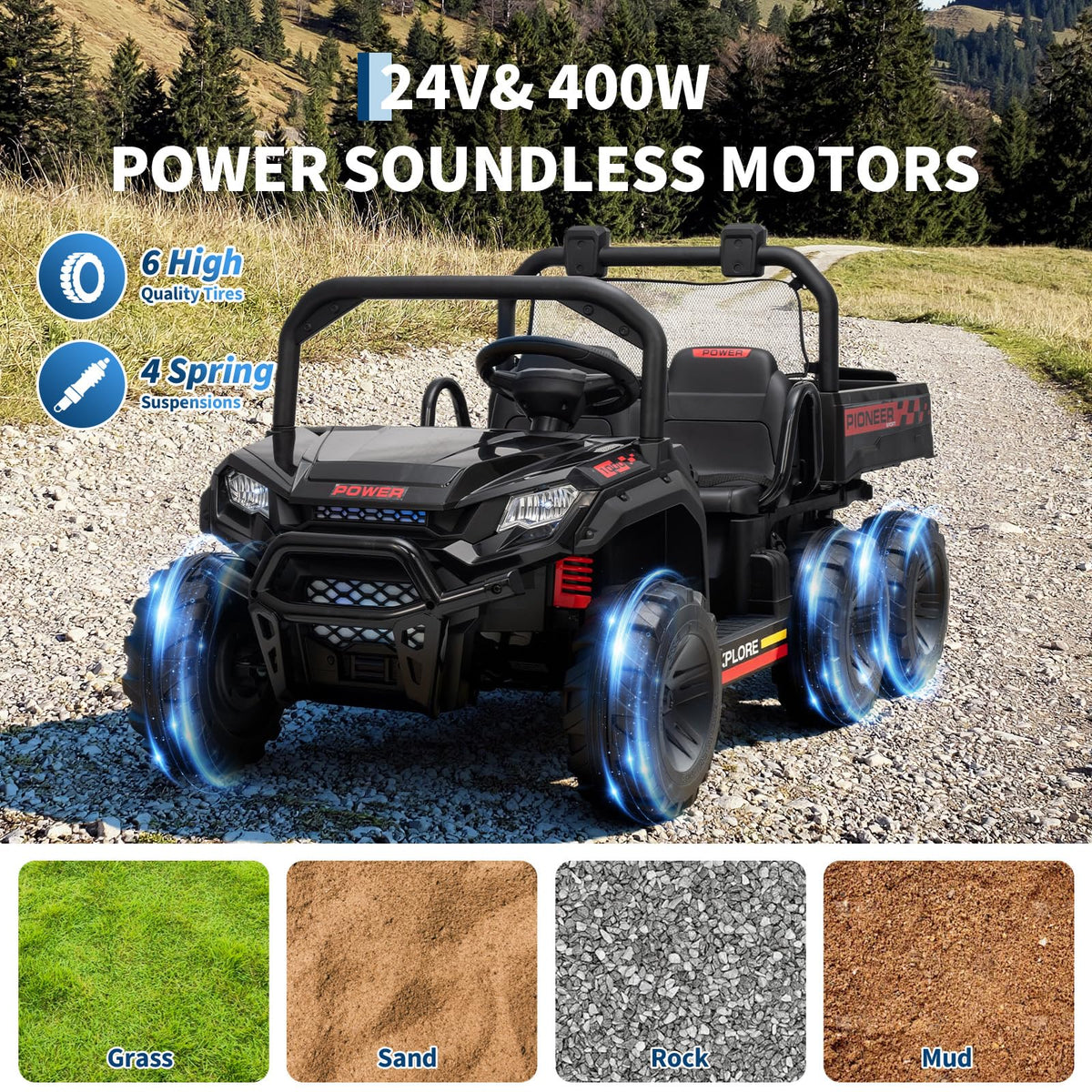 24V 2 Seater 4WD Ride on Dump Truck D372