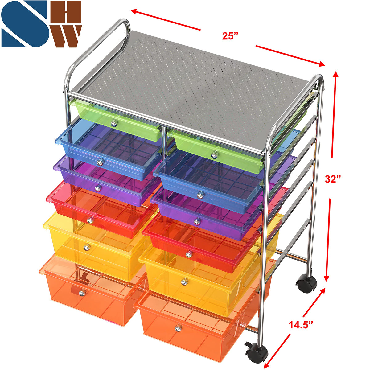 12 Drawers Rolling Utility Cart Organizer D750