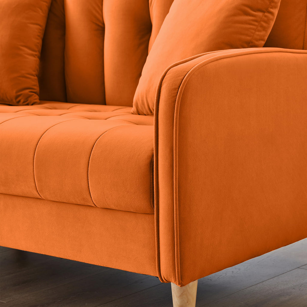 Orange Velvet Tufted Loveseat Sofa X27810