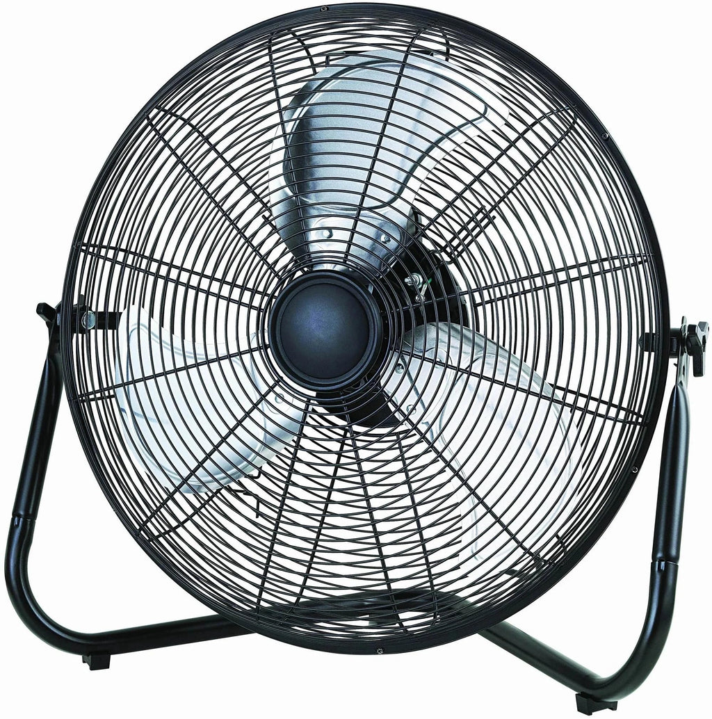 20" 3-Speed Tiltable Black Steel Floor Fan D329