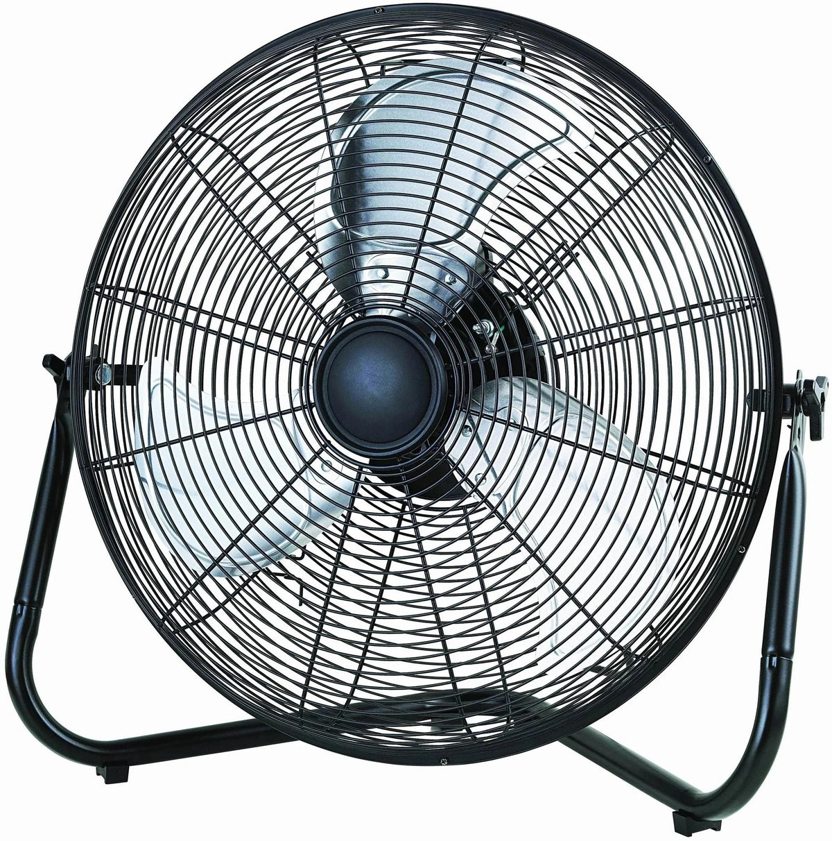 20" 3-Speed Tiltable Black Steel Floor Fan D329